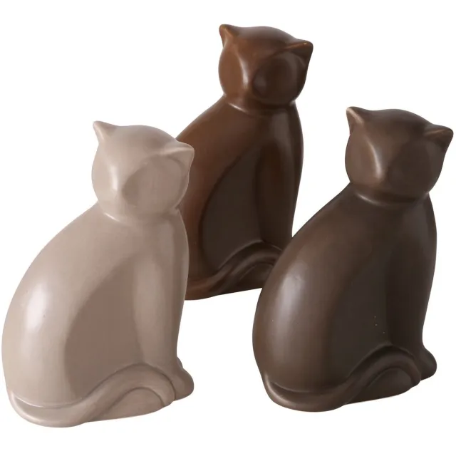 Boltze Beeld kat Coleen – Keramiek – 16 cm hoog – 3 kleuren – 1 stuk willekeurig geleverd Beige/Bruin