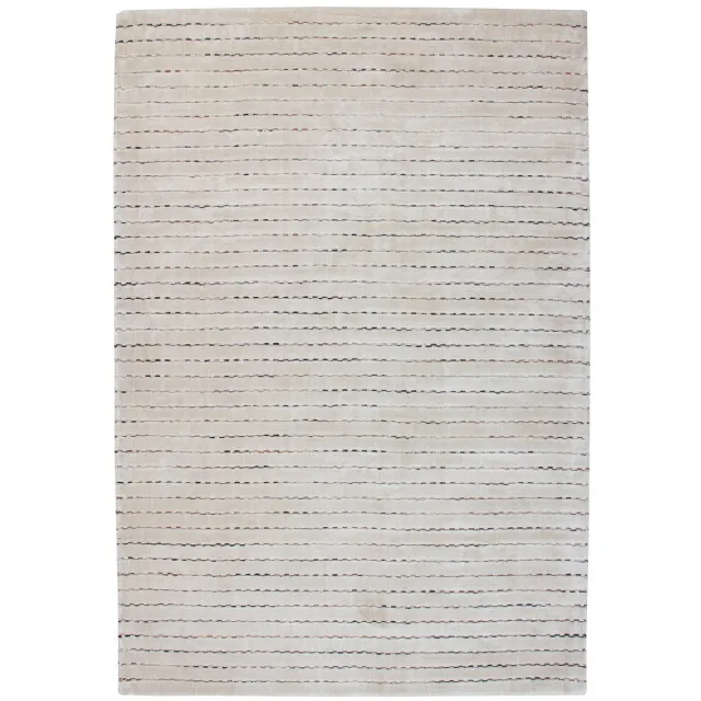 Padiro stijlvol laagpolig vloerkleed 80 x 150 cm - lichtbeige - modern streeppatroon - voor vloerverwarming - van viscose, wol en katoen