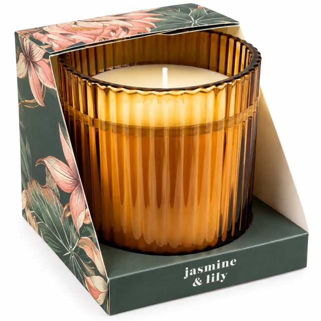 Blokker Luxe Geurkaars – Jasmine & Lily – 230 gram – 40 Branduren – Amberkleurig Glas – Jasmijn & Lelie nvt