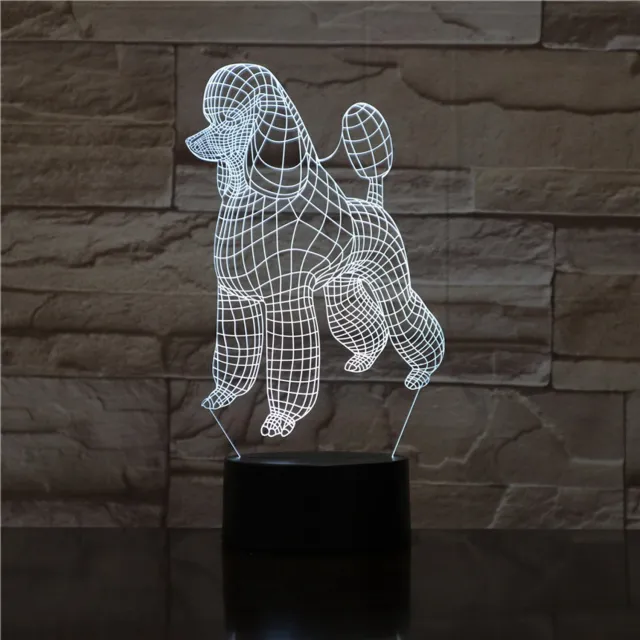 MC Living 3D Led Lamp Met Gravering - RGB 7 Kleuren - Poedel