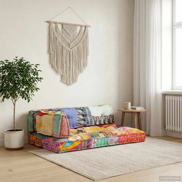 vidaXL Bankkussen pallet stof patchwork meerkleurig