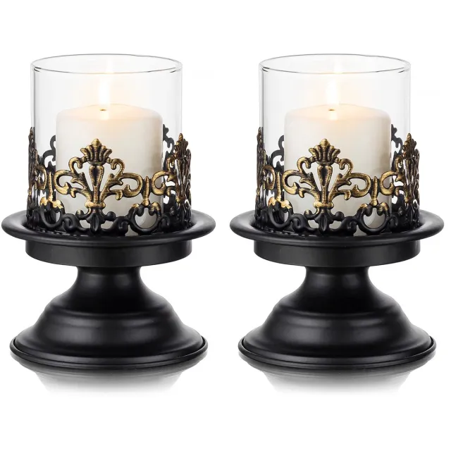 Unyqoos ® Elegant Vintage Metalen Kandelaar Set voor Diverse Gelegenheden en Decoraties Zwart