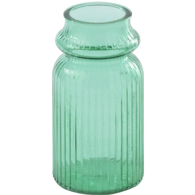 J-Line vaas Gestreept - glas - smaragdgroen