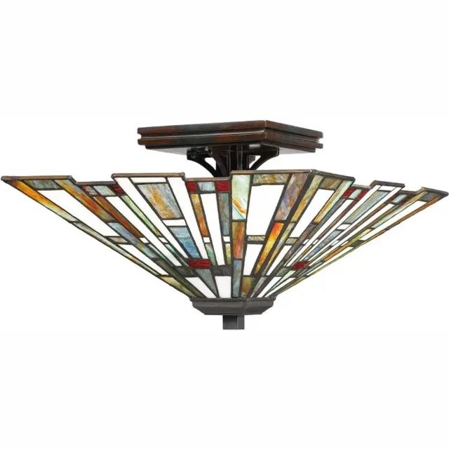 Quoizel Tifanny LED Plafondlamp Maybeck | 2X E27 Max 60W | Dimbaar | Valiant Bronze Geen