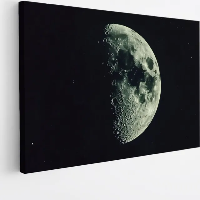 Saammp Canvas Schilderij - Natuur - halve maan - Ruimte - 150x100 - Foto op canvas - Wanddecoratie - Muurdecoratie Woonkamer - Slaapkamer decoratie - Canvas Print Multicolor
