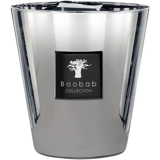 Baobab Collection Platinum Scented Candle - Luxe Geurkaars 16cm Zwart, Zilverkleurig