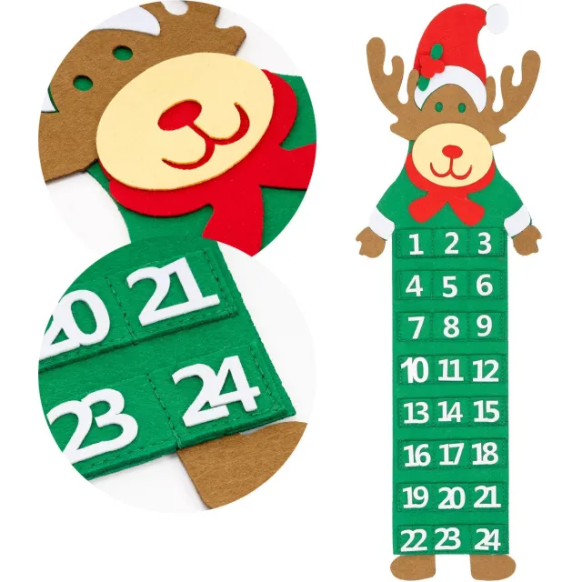 springos Adventskalender | 24 lades | Vilt | Rendier veelkleurig