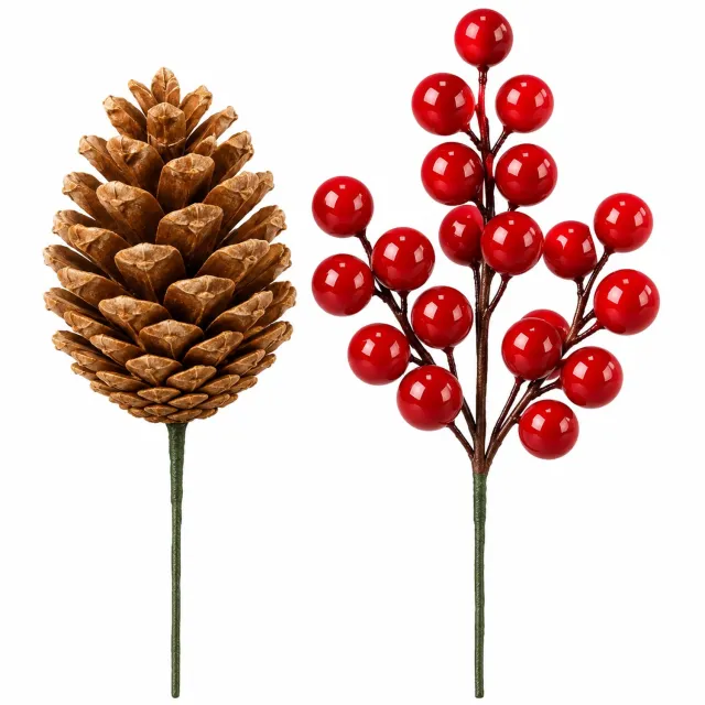 K&R Ventures Kerstbloemen en decoratietakken - 44-delig Rood