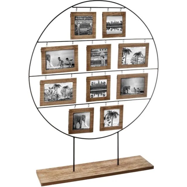 Atmosphera Créateur d'intérieur® Vijftig foto's op een ijzeren en houten fotolijst VIVEK Bruin