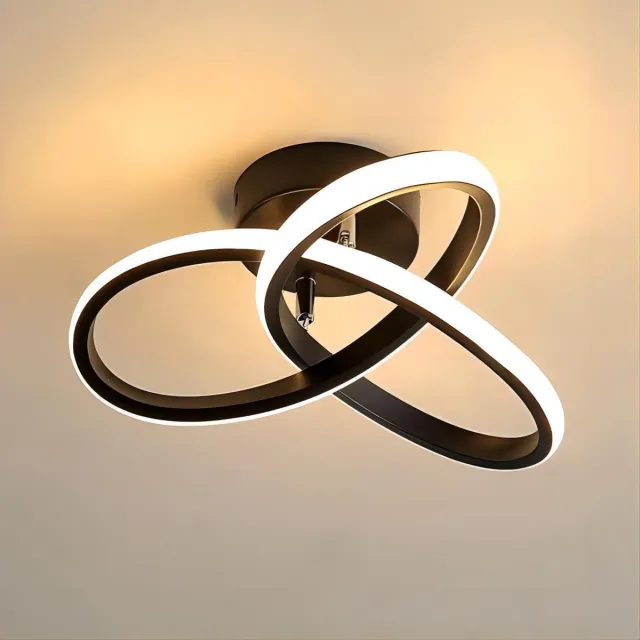 Goeco plafondlamp - 25cm - medium - 22W - LED - 3000K - 2500LM Zwart