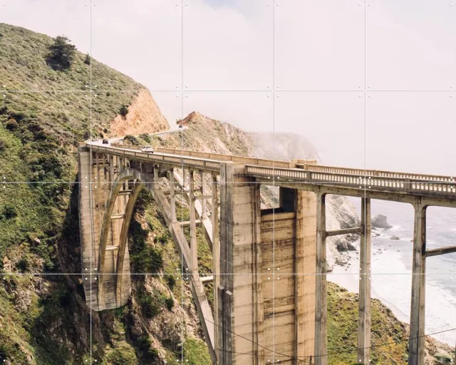 IXXI Bixby Creek Bridge, Pati Photography - 100 x 80 cm - Grote wanddecoratie en posters - Fotografie, Mancave, Architectuur Warme kleuren
