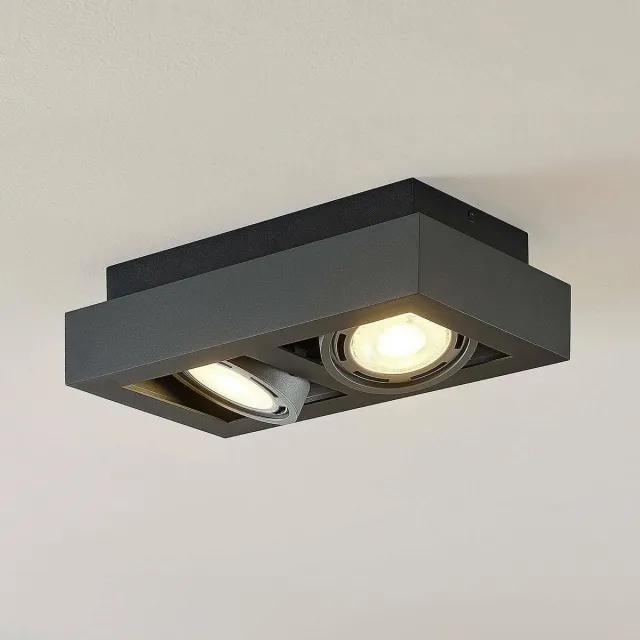 ARCCHIO plafondlamp - 2lichts - Aluminium, metaal - H: 9 cm - GU10 - donkergrijs