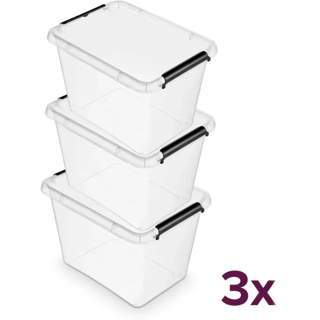 Orplast opbergbox 19 liter (voordeelbundel) - simplestore - Transparant - Stapelbaar | Nestbaar | Met deksel - Opbergbox met deksel - Opslagbak - Opslagbox- Opbergbak