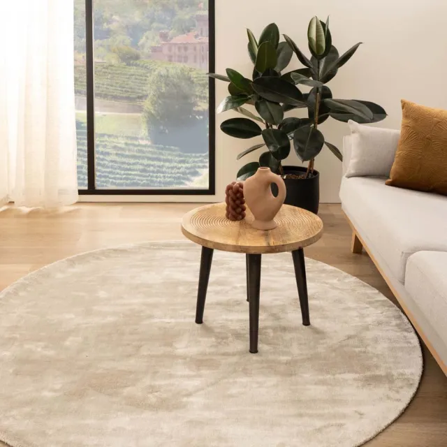Paon Brillant Viscose vloerkleed rond - Pearl ivoor 250