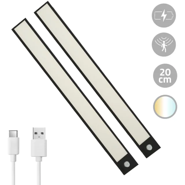 RexTech 2x Kastverlichting met bewegingssensor - Dual White - 20 cm - Kastverlichting oplaadbaar - Zwart - Voordeelset van 2 stuks Dual White - Zwart - 20cm