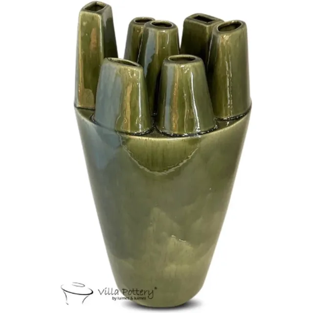 Irishflowers Vaas - Villa Pottery - Decoratie - Woondecoratie - Keramiek - Flowerpower 3_3 Green Reactive Groen