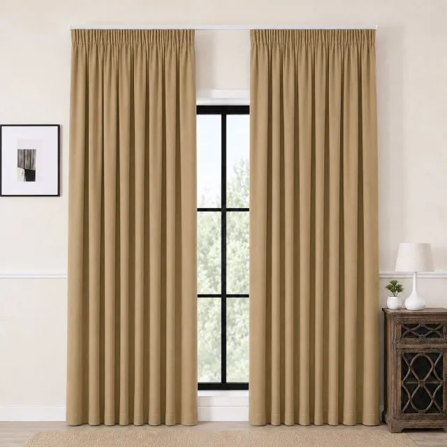 Everyday Elegance Kant en klare Gordijnen met Haken (Potloodplooi) – 100% Verduisterend Blackout – 132x300 CM – Bruin – Everyday Elegance Premium