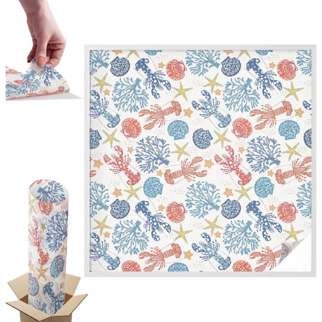 TULUP Raamfolie Anti inkijk - Kreeftenkoralen Anti inkijk Raamfolie - 100x100 cm - Wit Raamfolie Tegen inkijk - Zelfklevende Anti inkijk Folie Glas in Lood - Voor de badkamer, slaapkamer, hal - Zonwerende Raamfolie Glas in Lood Wit - Kreeftenkoralen