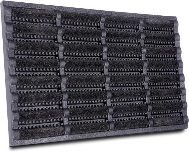QIN® Borstelmat voor Buiten - Voetenveger met Borstels - Deurmat - Antislip met Kokosborstels - Weerbestendig - Zwart - 45cm x 75cm x 5cm