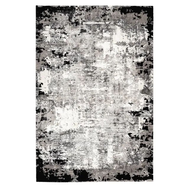 Padiro design laagpolig vloerkleed 160 x 230 cm - donkergrijs - modern abstract ontwerp - van polyester