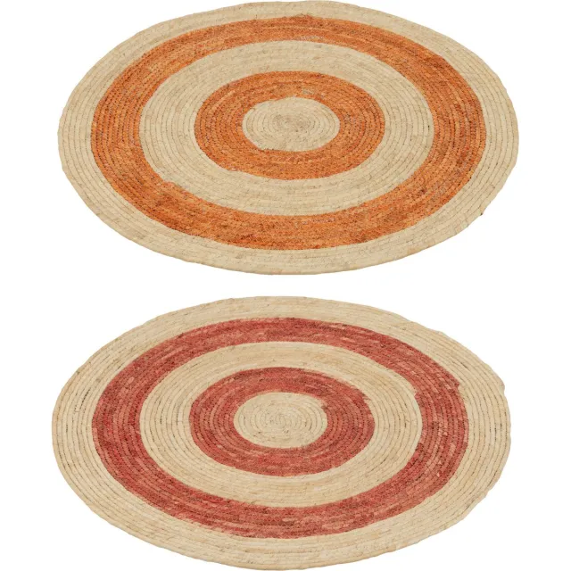 J-Line tapijt Rond Cirkels - maïs - oranje/rood - medium - 2 stuks Naturel