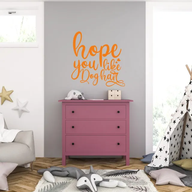 MC Living Muursticker - Hope You Like Dog Hair - 40,6 x 40,6 - Oranje