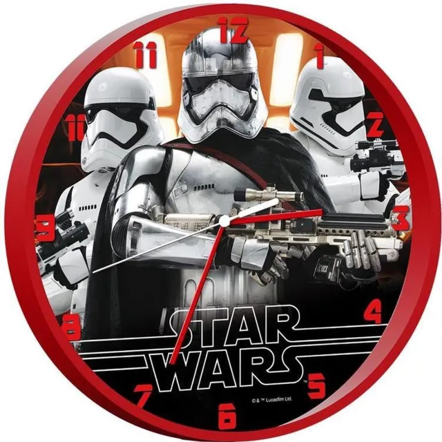 Gadgy Star Wars EP7 Clock Storm Trooper - Klok - Rond - Plastic - Ø25 cm - Zwart / Rood