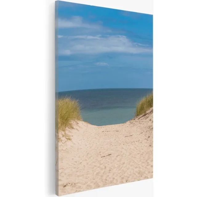 Saammp Canvas Schilderij - Strand En Zee - Pad Vanuit de duinen - 50x70 - Foto op canvas - Wanddecoratie - muurdecoratie Woonkamer - Slaapkamer decoratie - Canvas Print Multicolor