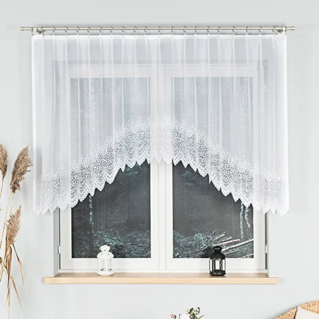 Markizeta Violetta - Jacquard Gordijn - 250x120 cm - Abstrakt Patroon - Decoratief Podcięcie Wit