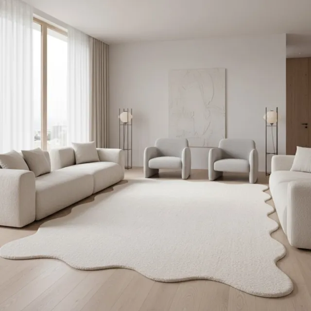 TapisTrend Harig tapijt Beige 160x220 cm Effen vloerkleed met golvend patroon en een zachte pool van 19 mm, geschikt voor de woonkamer, slaapkamer en ontspanningsruimte