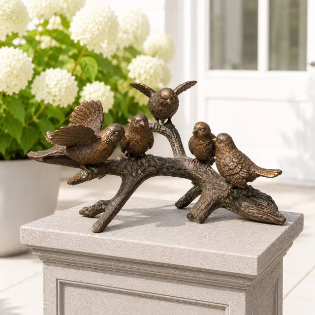 Bronzartes Tuinbeeld brons - beeld Vogels op tak