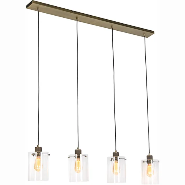 QAZQA dome - Moderne Hanglamp voor boven de eettafel | in eetkamer - 4 lichts - L 1200 mm - Brons - Woonkamer | Slaapkamer | Keuken