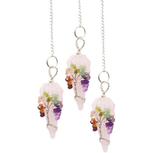 AW Gifts Magische Pendel - Zeven Chakra - Rozenkwarts multicolor