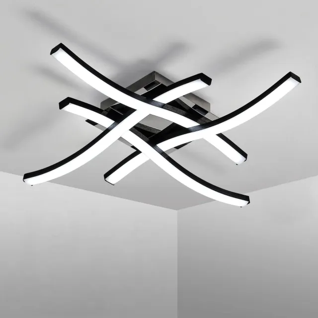 Riserva LED Plafondlamp Modern Design - 24W - 2700 lm - 6500K Koel Wit - Zwart - Moderne Plafonnière voor Woonkamer, Slaapkamer, Keuken en Eetkamer