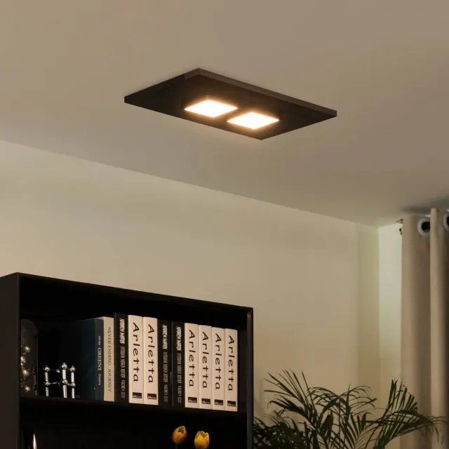 Lucande plafondlamp - 2lichts - IJzer, aluminium - H: 3.8 cm - GX53 - zwart, grafiet - Inclusief lichtbronnen