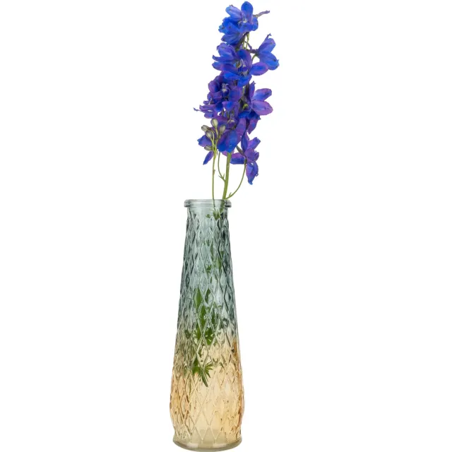 QUVIO Glazen vaas - 6 x 22 cm (dxh) - Geel/Blauw Transparant