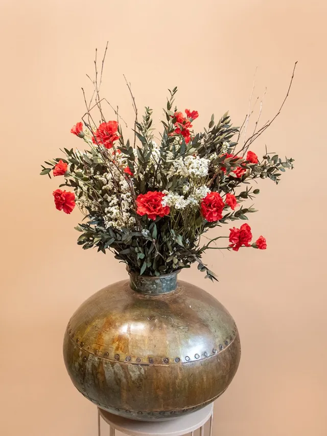 Roselin Deco Mixed Flowers Boeket Nora - Droogbloemen - Eucalyptus boeket - Kunstbloemen groen
