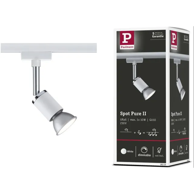 Paulmann URail Railspot Pure II Losse spot GU10 max. 10W dimbaar 230V Wit, Chroom