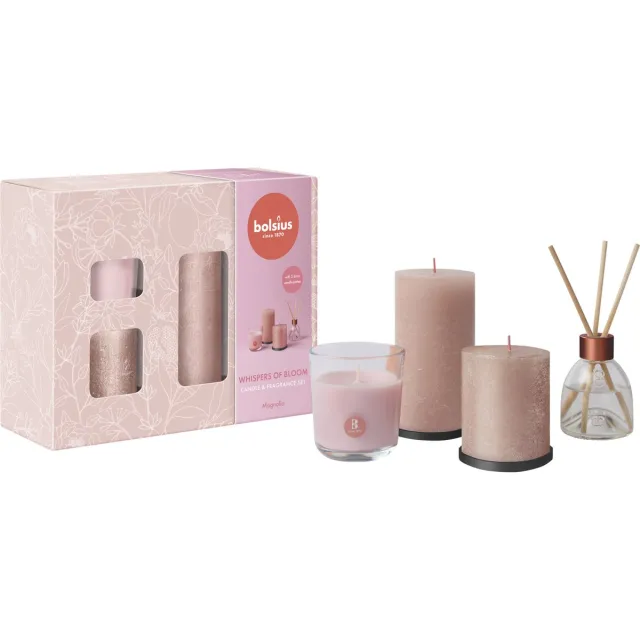 Bolsius Rustieke Kaarsen Set - Geur Set - Giftset - Whispers of Bloom - Magnolia