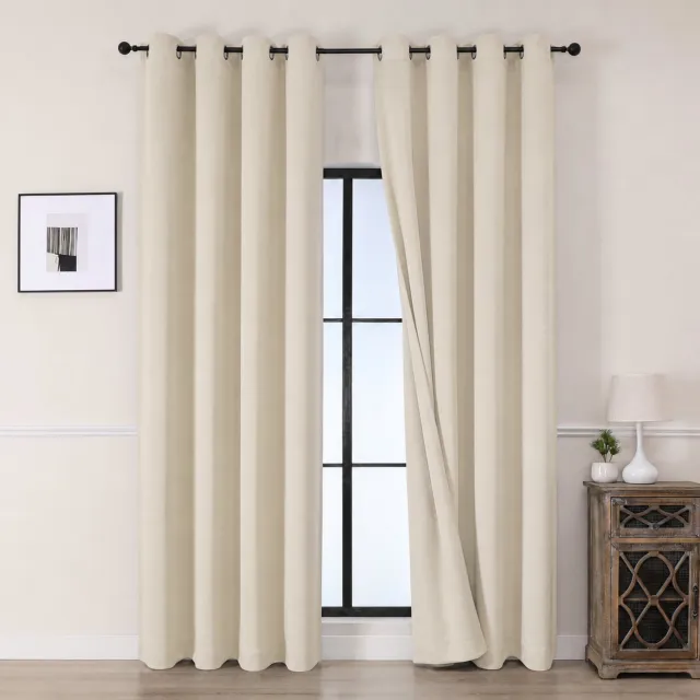 Everyday Elegance Kant en klaar Gordijn met Ringen – 100% Verduisterend Blackout – 132x300 CM – Beige – Everyday Elegance Premium