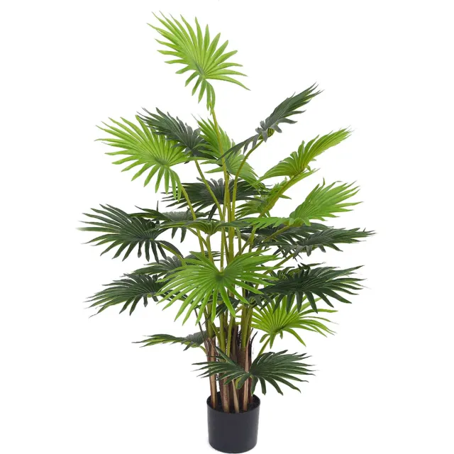 Kunstpalm Kunst Waaierblad Palmboom | 110cm - Namaak Waaierblad Palmboom - Kunstplanten voor binnen - Kunstpalm waaierblad Donkerbruin