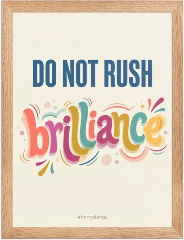 HangSlangs Funny Toilet Poster “Brilliance” – Quirky Wall Art Print – Home & Living Room Décor – 30×40 cm / A3 - Framed Premium Poster Oak