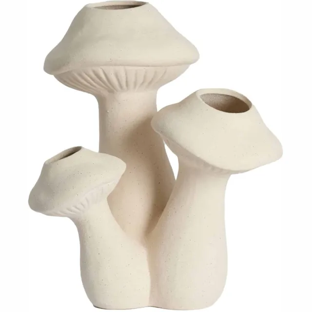 Light & Living Vaas Mushroom - Crème - 33.5x28.5x40.5cm - Keramiek - Modern - Bloemenvaas - Woondecoratie - Decoratieve vaas voor woonkamer of slaapkamer Wit