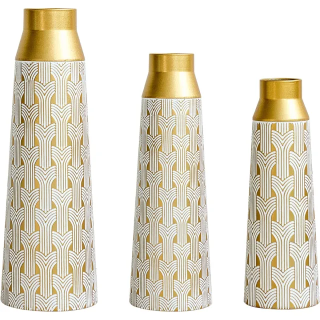 MODFU Vaas Set Van 3 - Modern - Goud - Metaal - Voor Binnen Gold