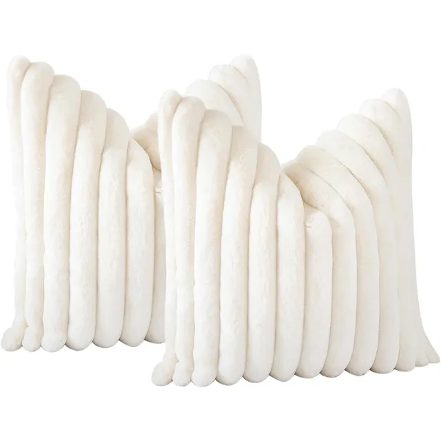 DESMIU Sierkussenhoes – Zacht Fluweel En Kunstbont – 50 X 50 Cm – Pluche – Wit – Voor Bank, Slaapkamer, Auto En Woonruimte – Verborgen Rits