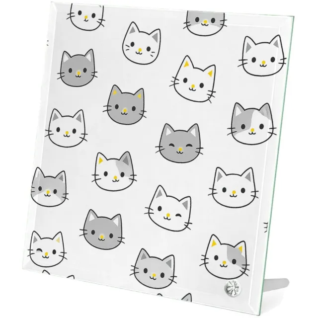 Mr Cadeautjes Glasframe 20 x 20 - design Herhalend patroon van vrolijke hondenkoppen met verschillend | cadeau Wit