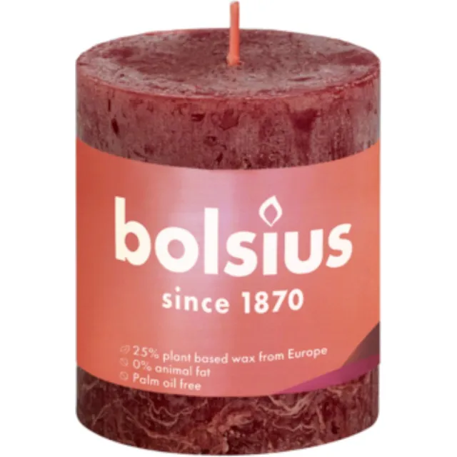 Bolsius Rustiek Stompkaars 8 cm - Ø68 mm VRD Rood