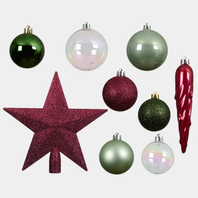 Decoris Kerstballen polystyreen licht goud shiny matt glitter mix - 26 stuks (ø8 cm) Multi