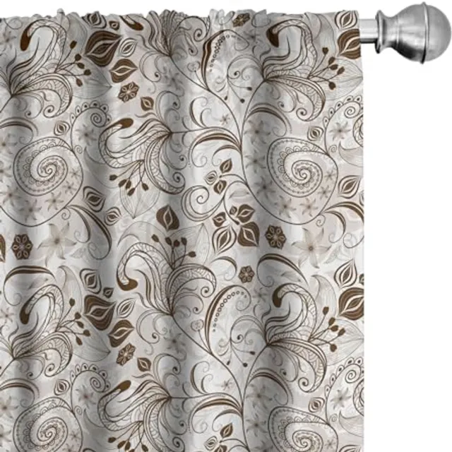 ABAKUHAUS Chocolade Voorhangen – Gordijnen – 2x75x245 cm – Bruin/Wit Bruin wit