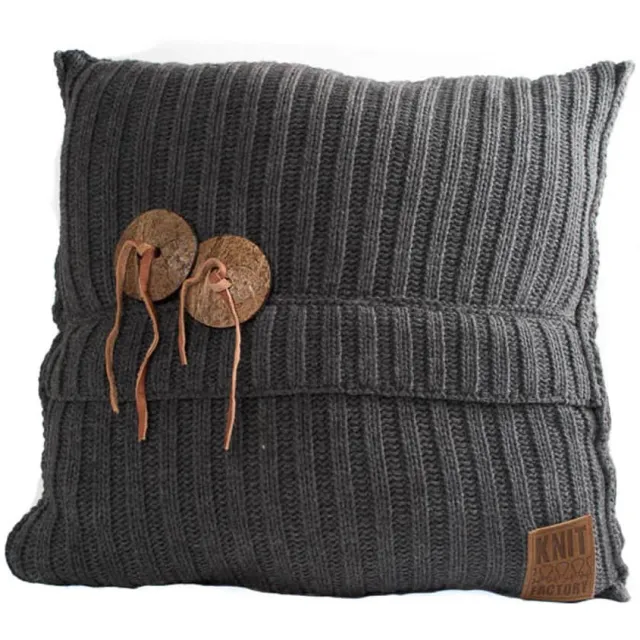 Knit Factory Aran kussen 50 x 50 antraciet